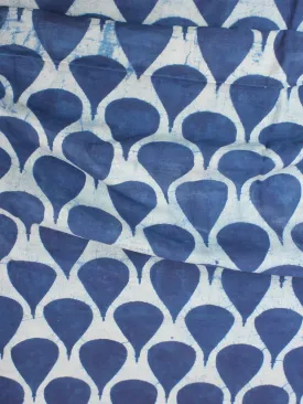 Indigo Natural Dyed Hand Block Printed Cotton Fabric Per Meter - F0916256