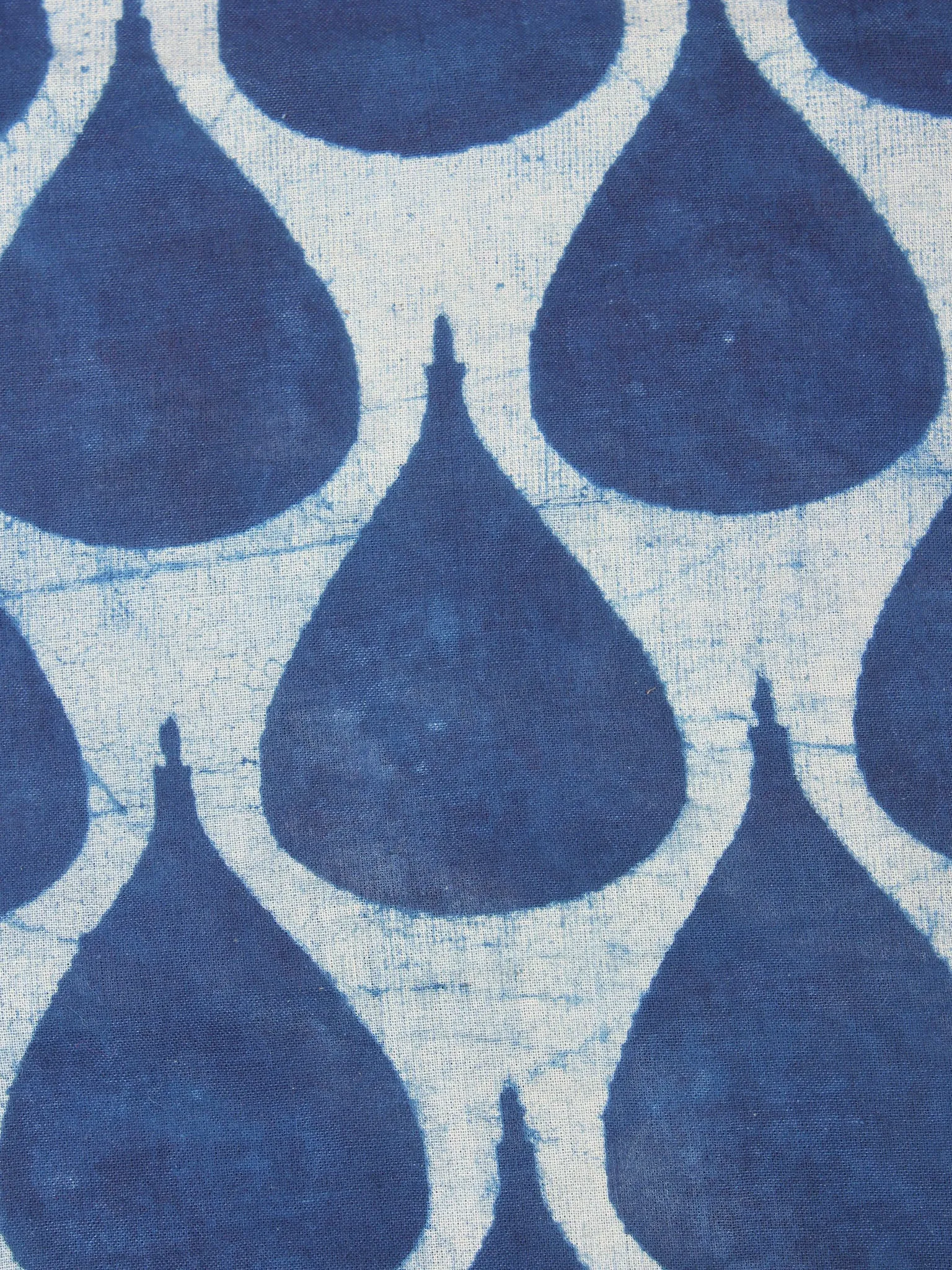 Indigo Natural Dyed Hand Block Printed Cotton Fabric Per Meter - F0916256