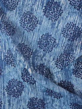 Ivory Indigo White Hand Block Printed Cotton Fabric Per Meter - F0916353