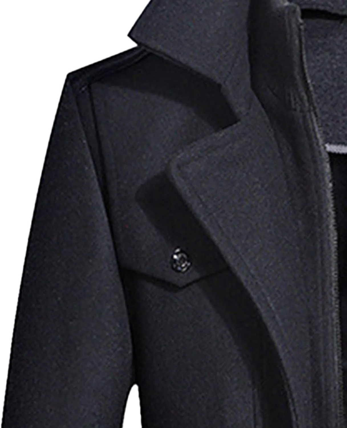 JEKE-DG Men's Winter Warm Wool Coats Slim Fit Single Breasted Trench Jacket Windproof Classic Overcoat Zipper Coat