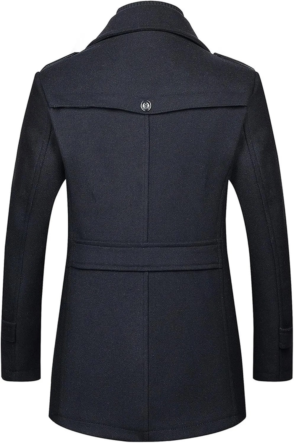 JEKE-DG Men's Winter Warm Wool Coats Slim Fit Single Breasted Trench Jacket Windproof Classic Overcoat Zipper Coat