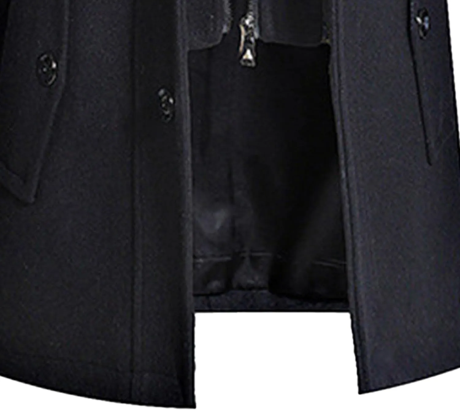 JEKE-DG Men's Winter Warm Wool Coats Slim Fit Single Breasted Trench Jacket Windproof Classic Overcoat Zipper Coat