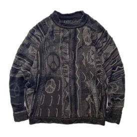 Kapital vintage Hirata anti-war Japanese vintage heavy-duty couple pullover sweater knitted round neck Cardigan