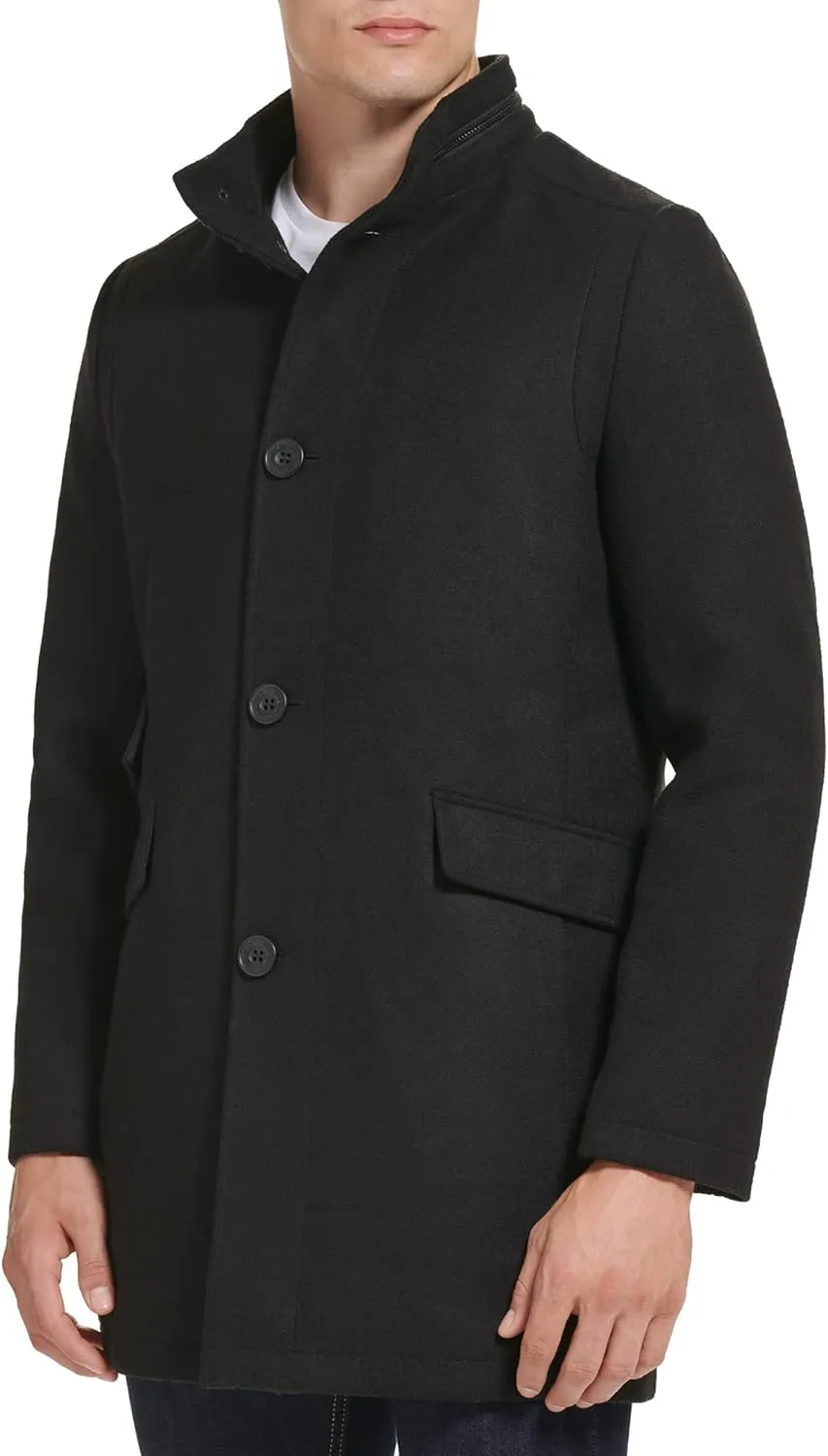 Kenneth Cole Men's Double Breasted Bib Peacoat