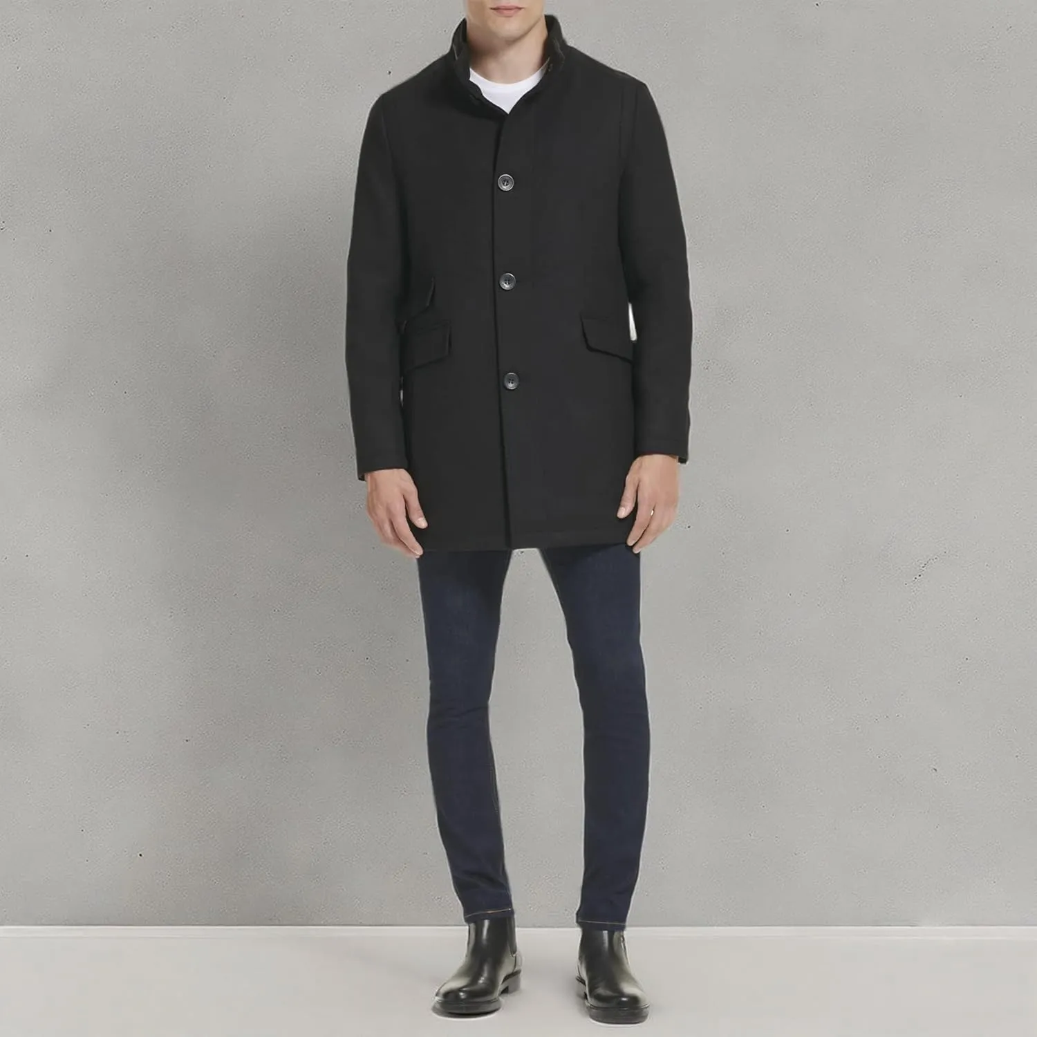 Kenneth Cole Men's Double Breasted Bib Peacoat
