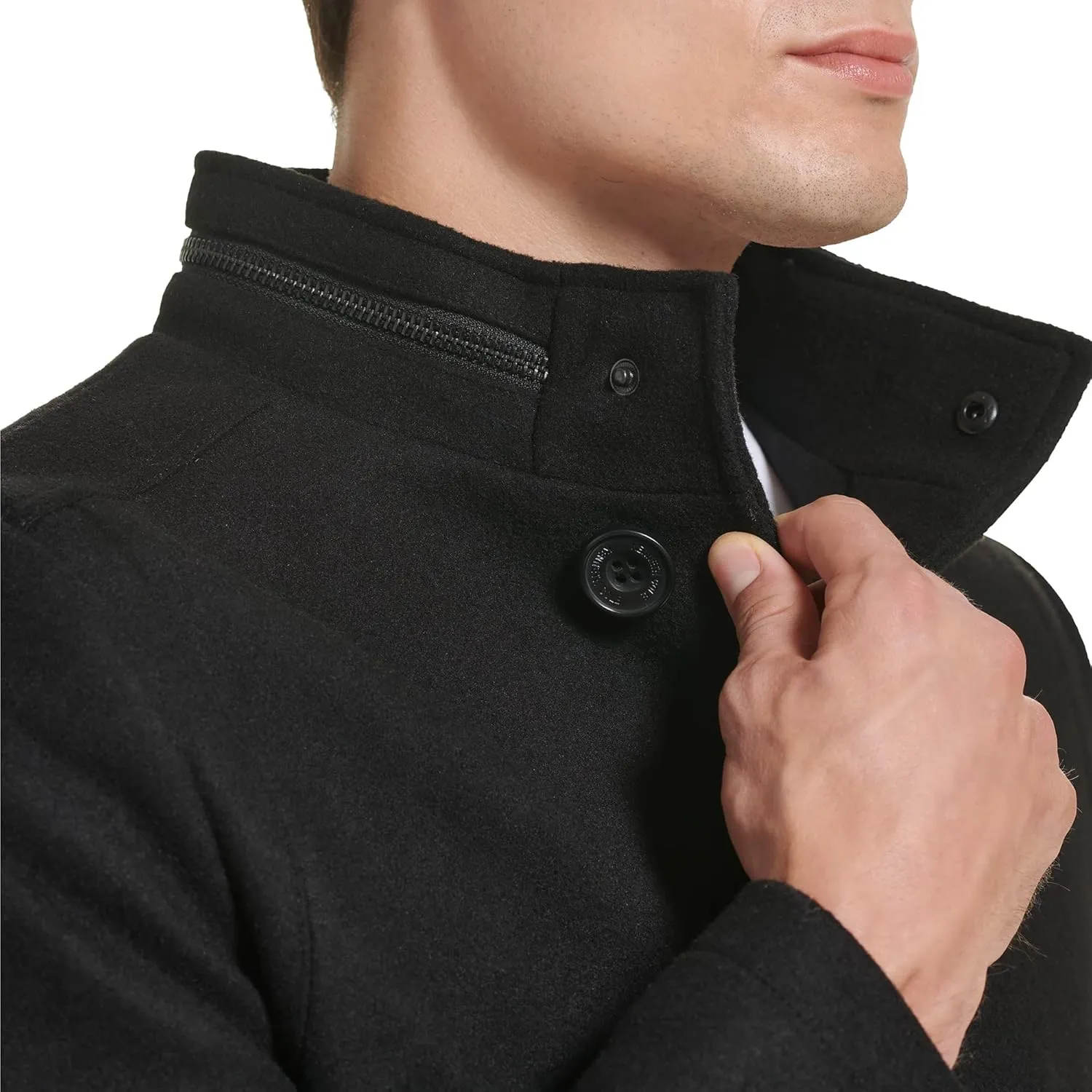 Kenneth Cole Men's Double Breasted Bib Peacoat