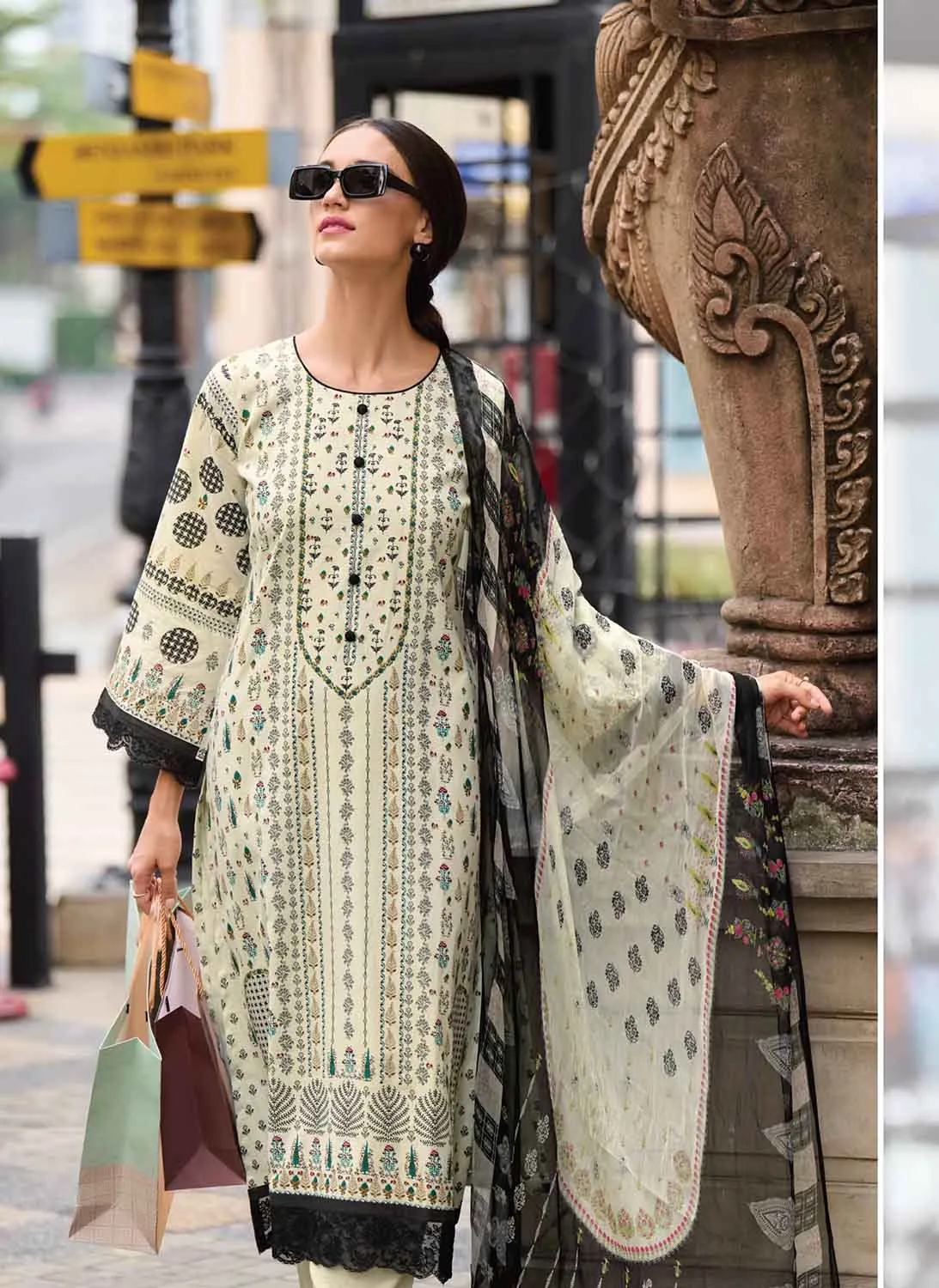Kilory Unstitched Pure Lawn Cotton Suit Dress Material for Women