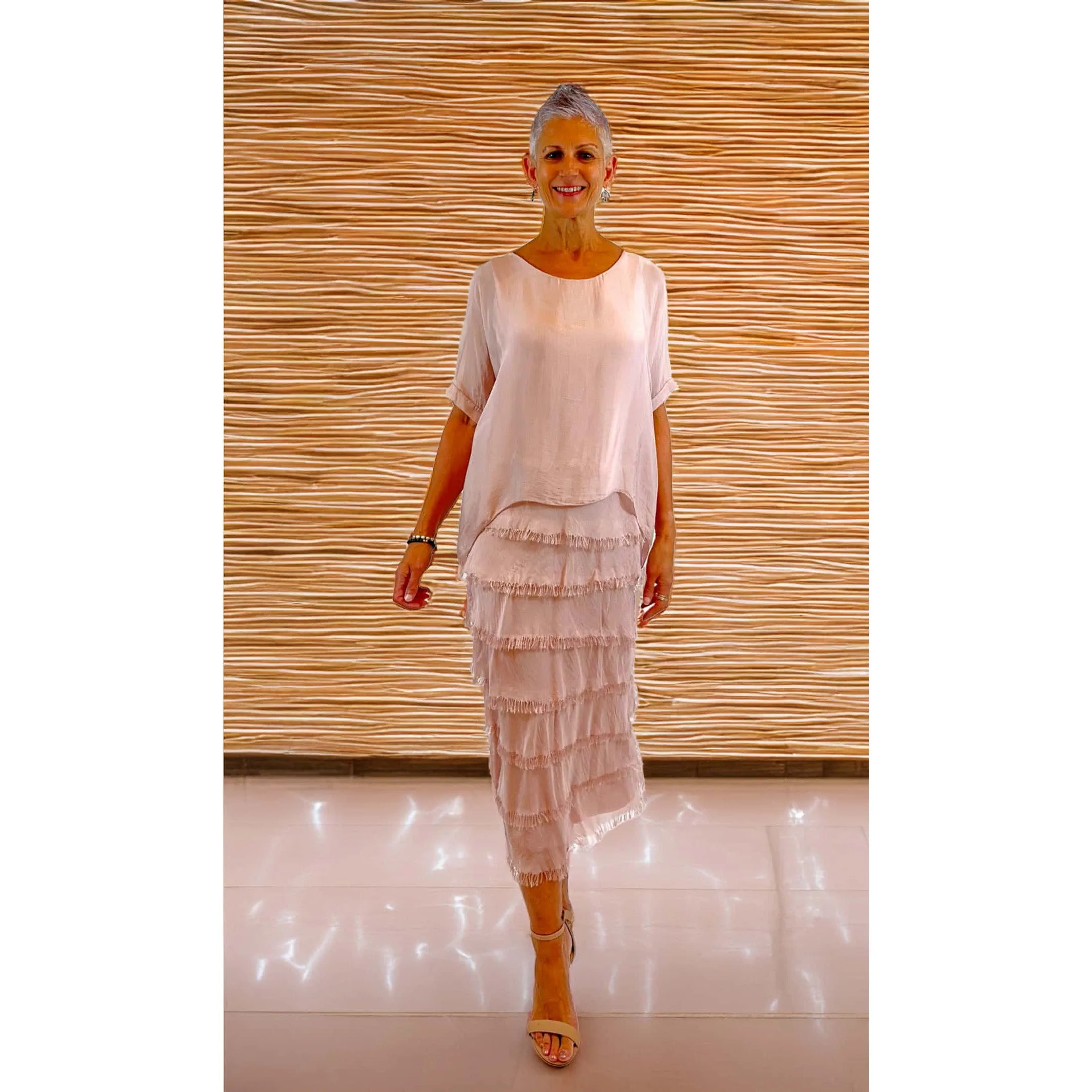 Layered Silk Dress - Blush Pink