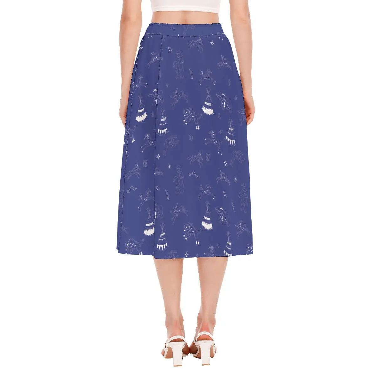 Ledger Dabbles Blue Women's Long Section Chiffon Skirt