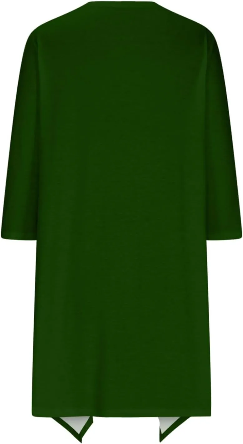 Lightweight Cardigans for Women Plus Size Long Sleeve Open Front Solid Color Cover Ups Irregular Hem Draped Dusters
