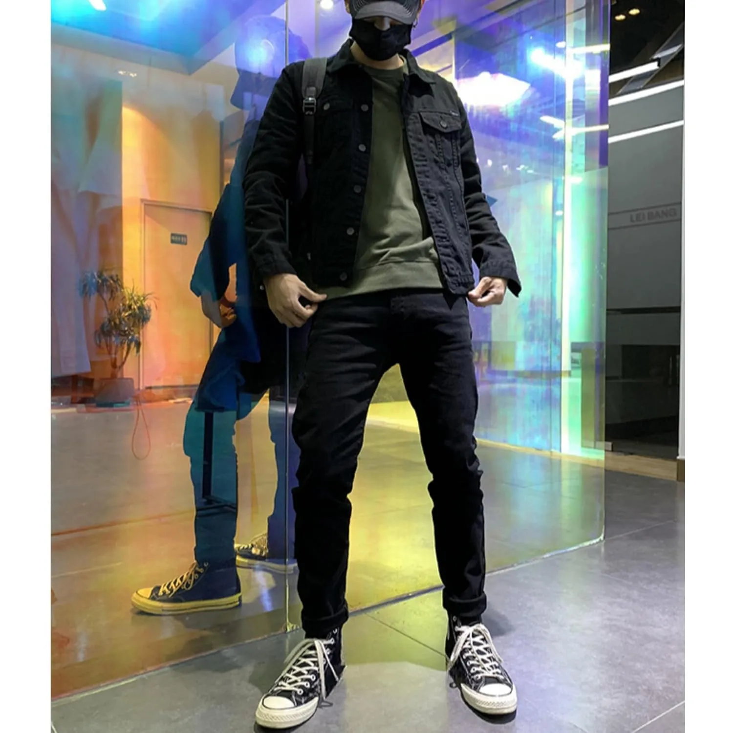 Maiyifu-GJ Jean Jacket for Men Casual Slim Fit Ripped Jean Coat Distressed Button Down Denim Jacket (BlackB1,3X-Large)