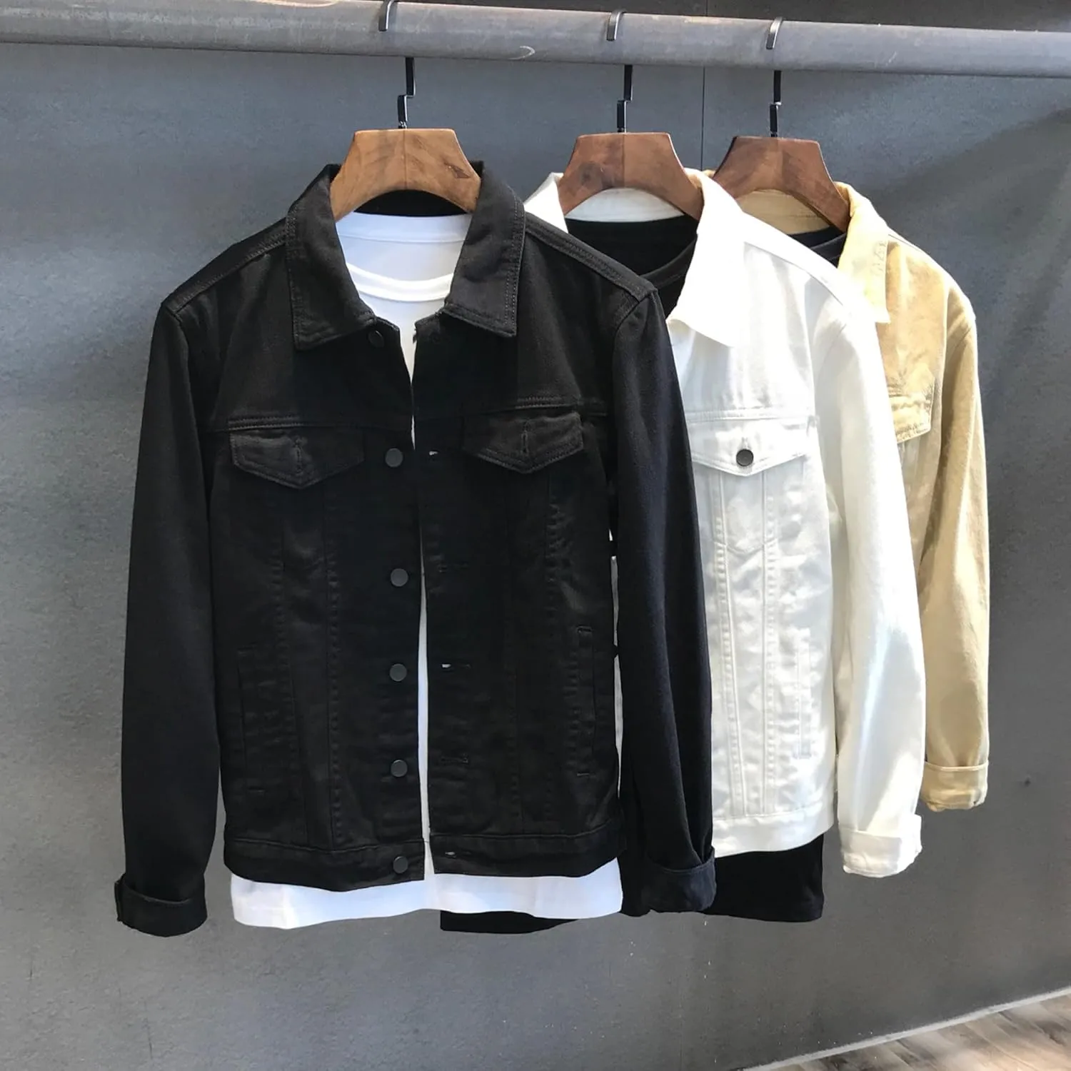Maiyifu-GJ Jean Jacket for Men Casual Slim Fit Ripped Jean Coat Distressed Button Down Denim Jacket (BlackB1,3X-Large)