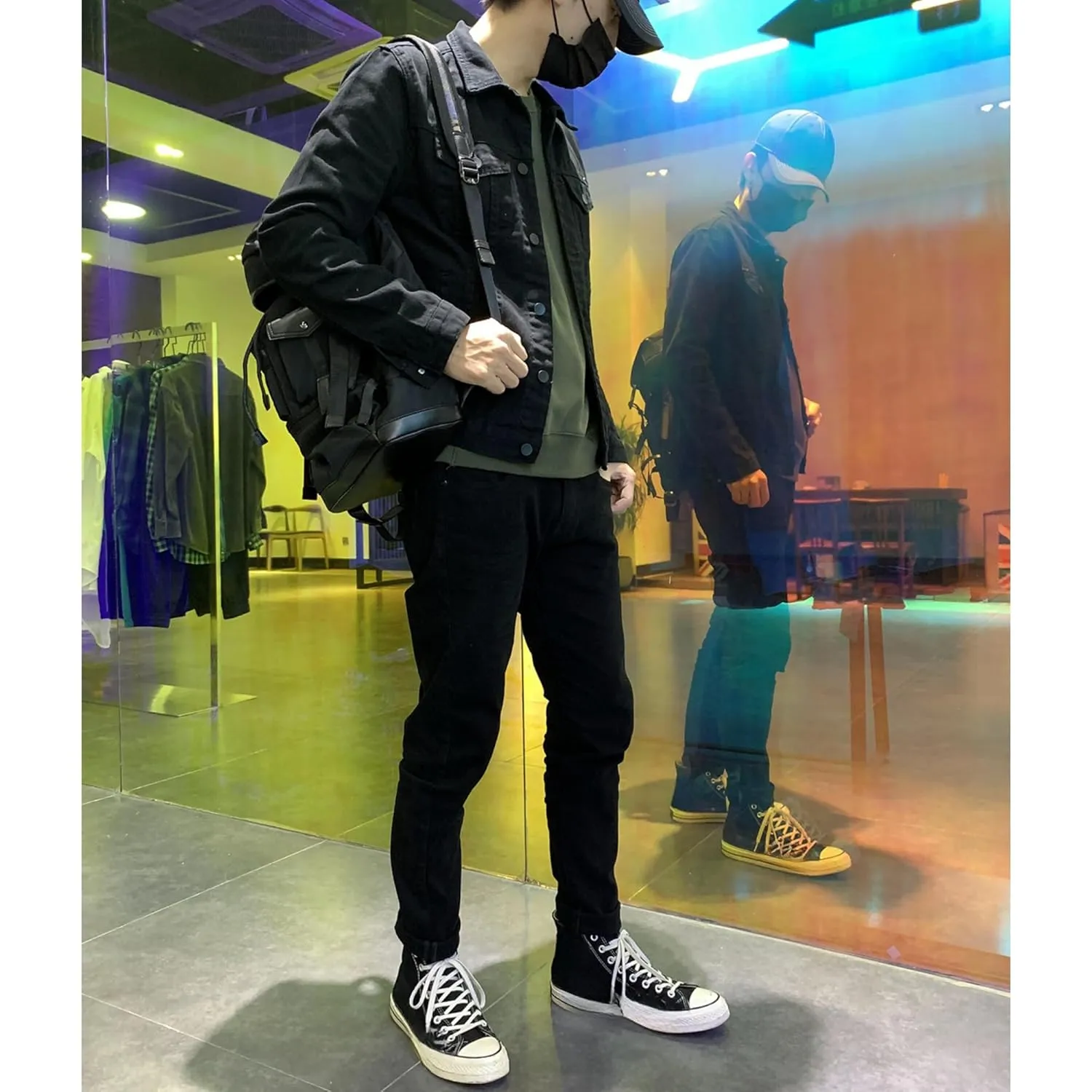 Maiyifu-GJ Jean Jacket for Men Casual Slim Fit Ripped Jean Coat Distressed Button Down Denim Jacket (BlackB1,3X-Large)