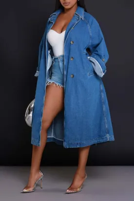Make It Work Dual Button Denim Jacket - Medium Wash