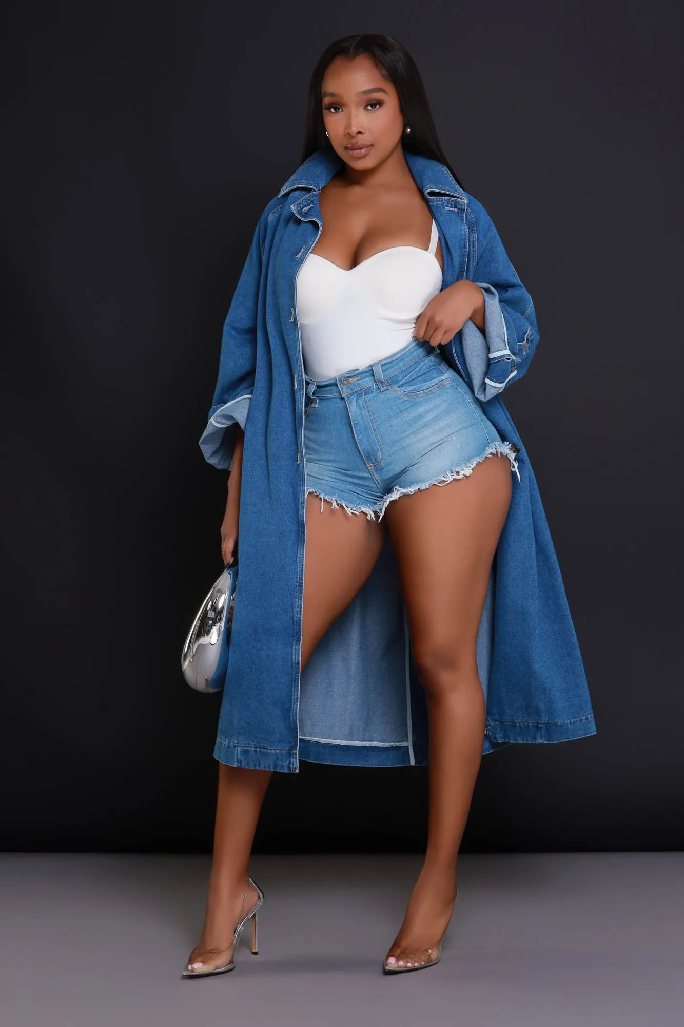 Make It Work Dual Button Denim Jacket - Medium Wash