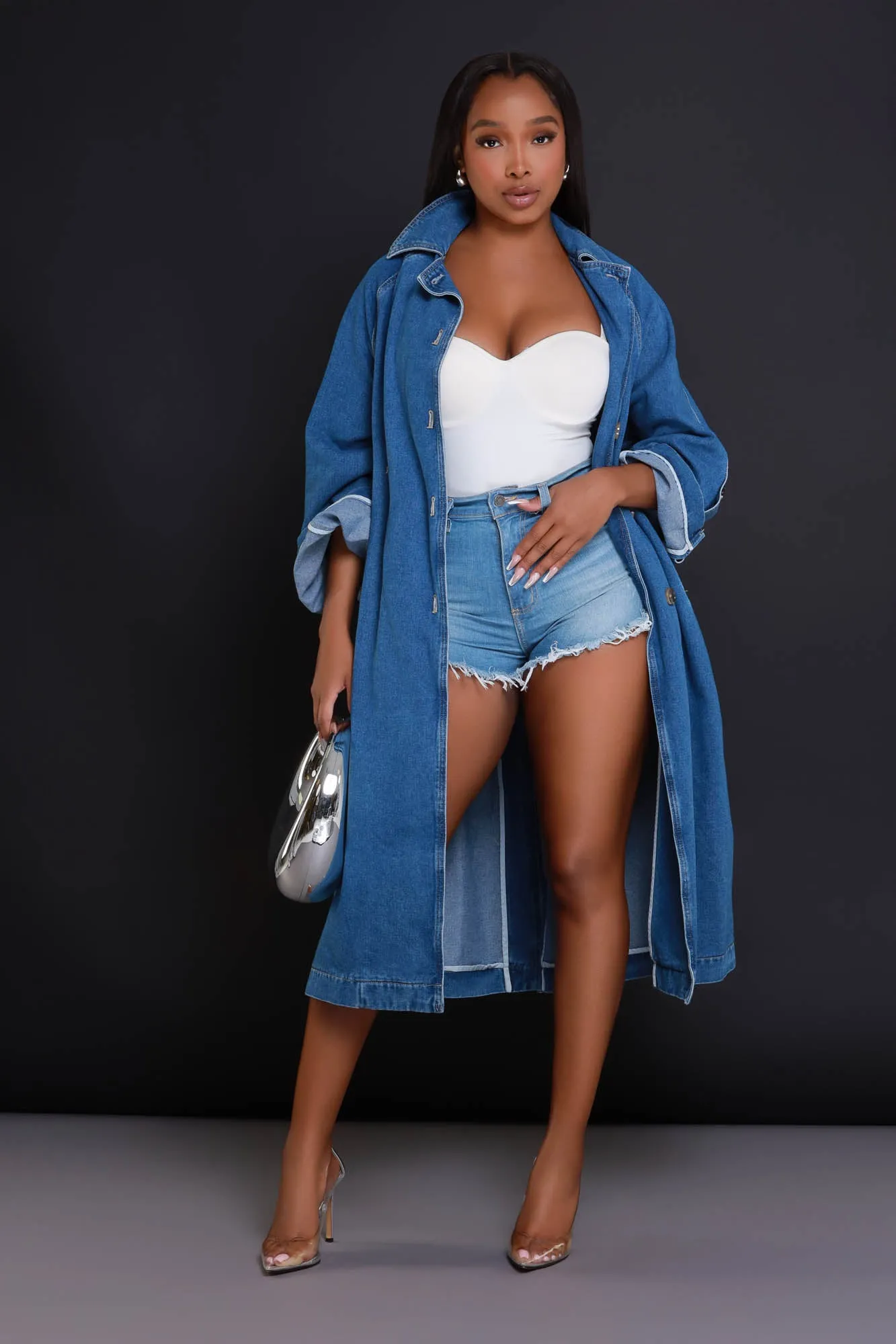Make It Work Dual Button Denim Jacket - Medium Wash