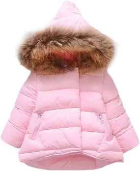 Mallimoda Baby Boys Girls Down Jacket Toddler Winter Warm Puffer Down Coat Cotton Hooded Fur Snowsuit