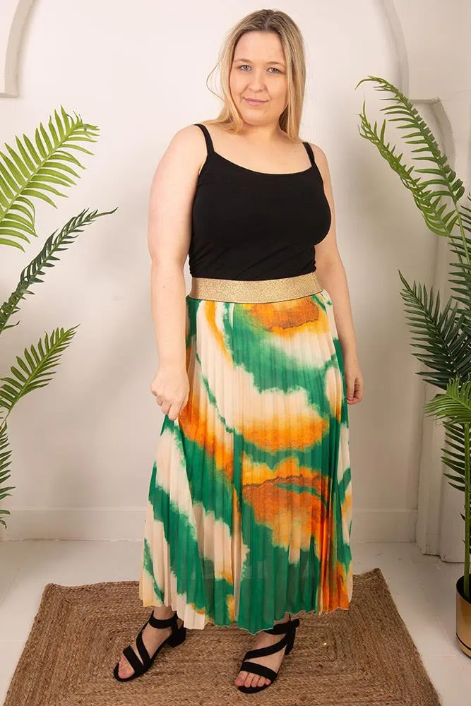 Marbel Print Glitter Belted Skirt