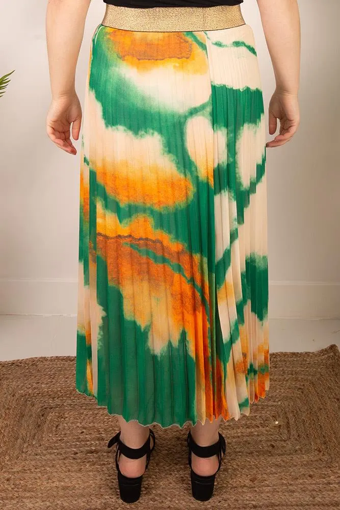 Marbel Print Glitter Belted Skirt