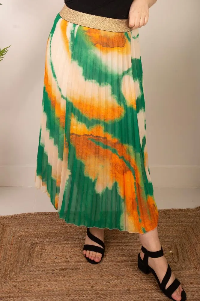 Marbel Print Glitter Belted Skirt