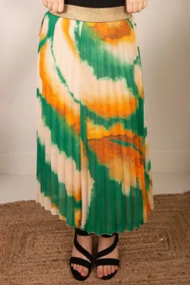 Marbel Print Glitter Belted Skirt