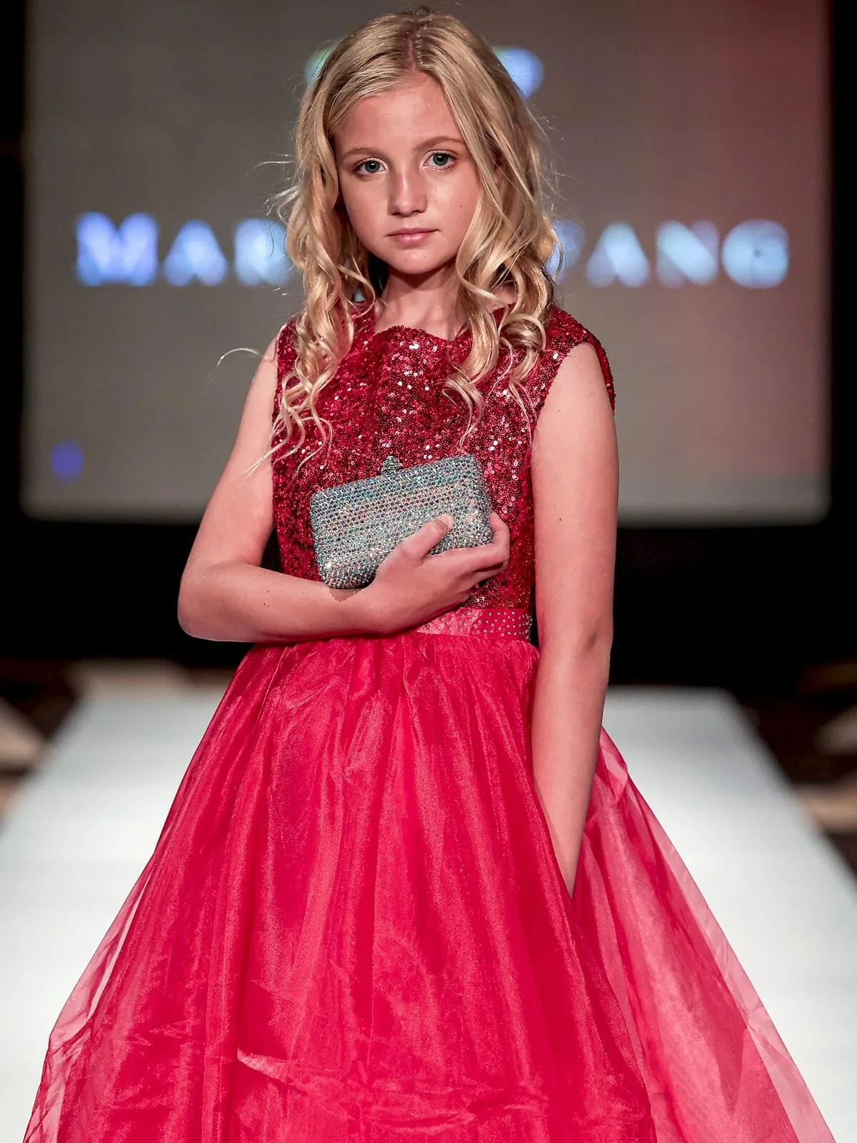 Marc Defang 5009 Size 10 White Kids Long Formal Dress A Line Sequin Girls Pageant Dress Chiffon Kids