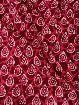 Maroon Pink White Hand Block Printed Cotton Fabric Per Meter - F0916333