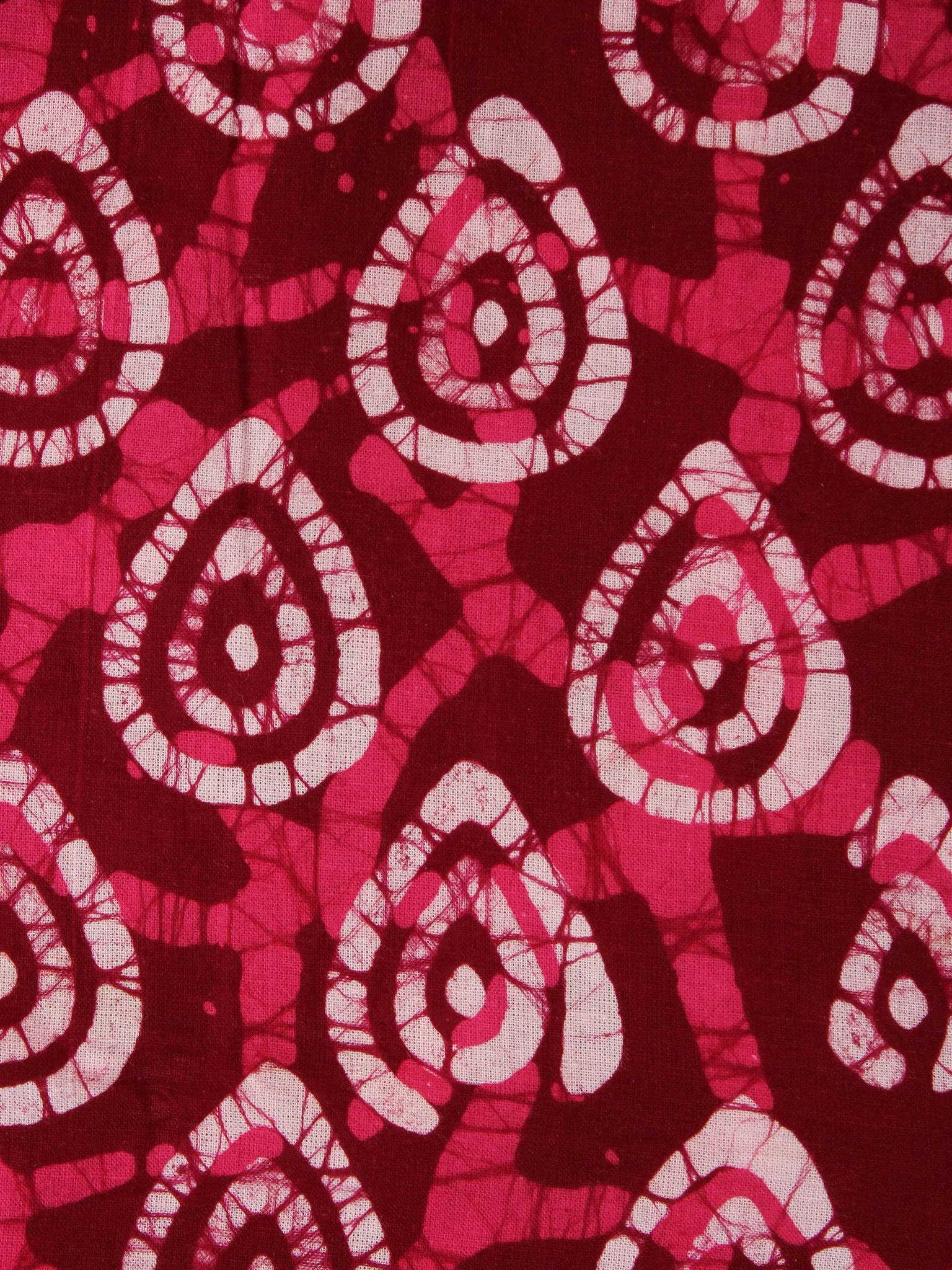 Maroon Pink White Hand Block Printed Cotton Fabric Per Meter - F0916333