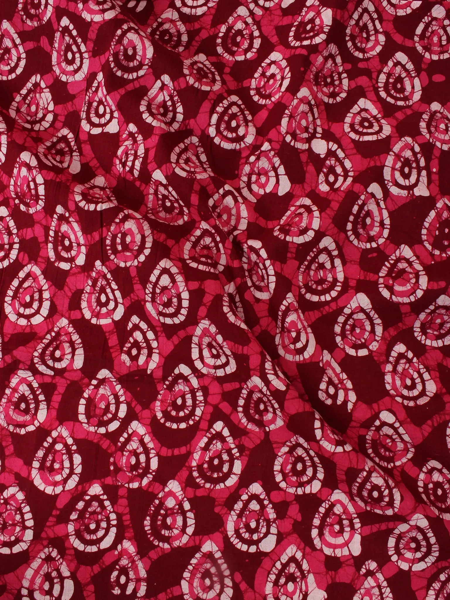 Maroon Pink White Hand Block Printed Cotton Fabric Per Meter - F0916333