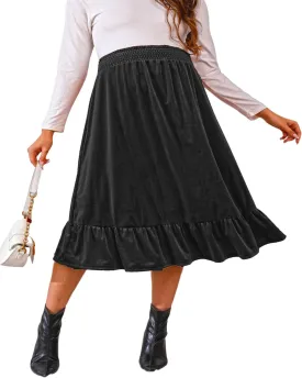 Maternity Skirt Women's High Waist Maternity Skirts Ruffled Tiered Casual A Line Swing Boho Skirts for Women