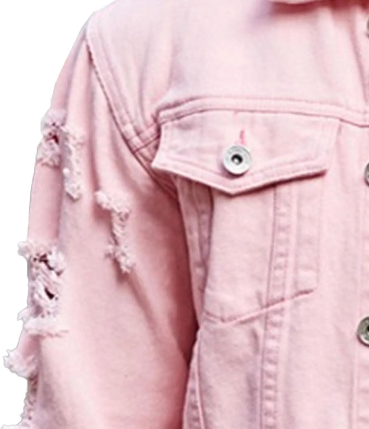 Men's Distressed Ripped Denim Jacket Casual Button Down Holes Trucker Jacket Regular Fit Cotton Biker Jean Coat