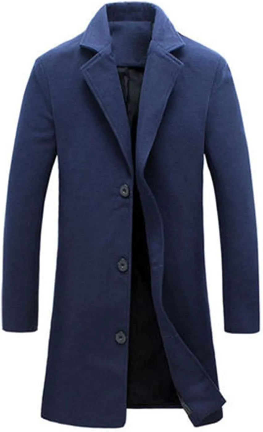 Men's Plus Size Pea Coat Casual Notched Collar Single Breasted Overcoat Coat 2024 Winter New Warm Trench Suit Jacket