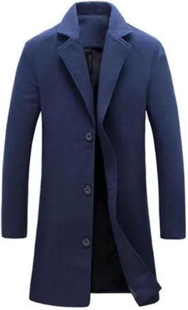 Men's Plus Size Pea Coat Casual Notched Collar Single Breasted Overcoat Coat 2024 Winter New Warm Trench Suit Jacket