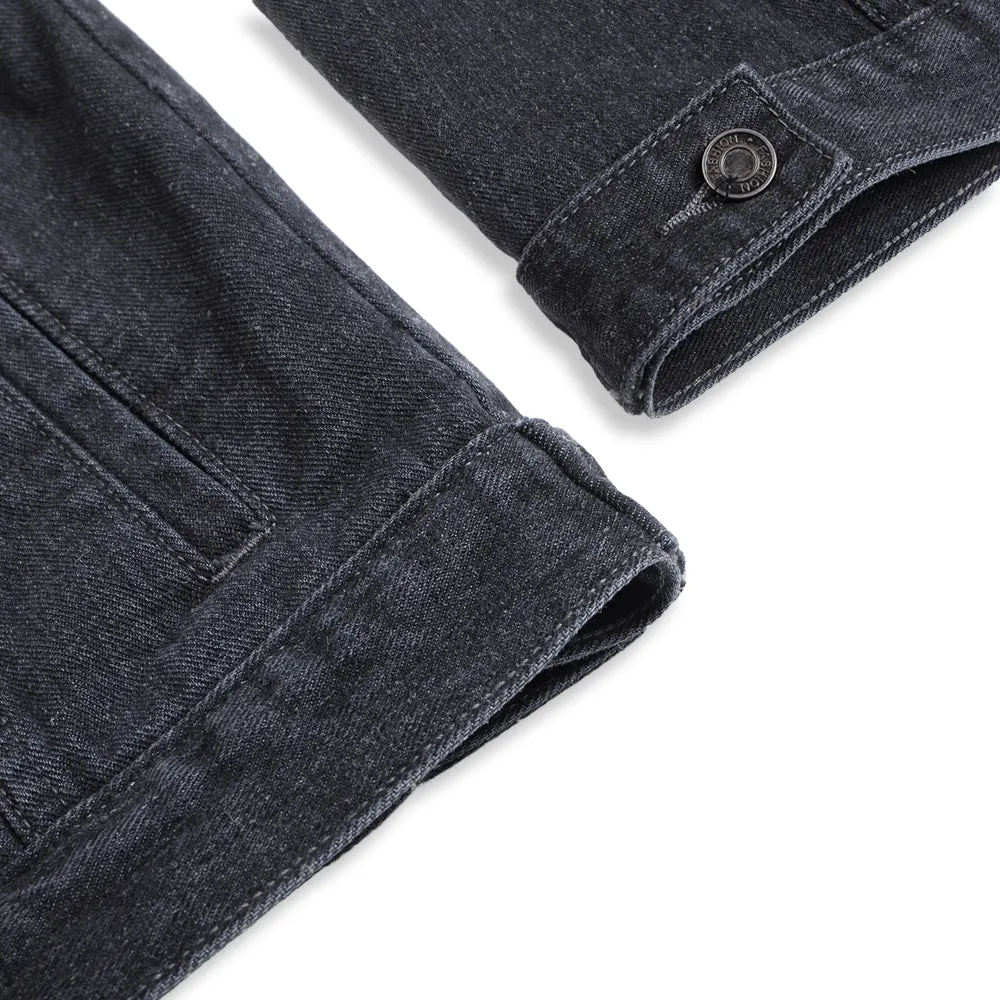 Mens SMALL DEVIL Graphic Button Up Denim Jacket