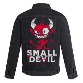 Mens SMALL DEVIL Graphic Button Up Denim Jacket