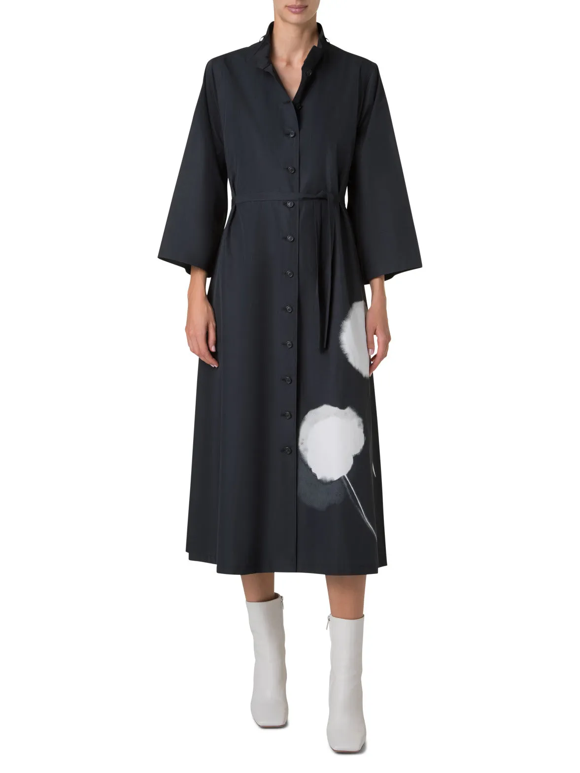 Midi Shirt Dress with Dandelion Print