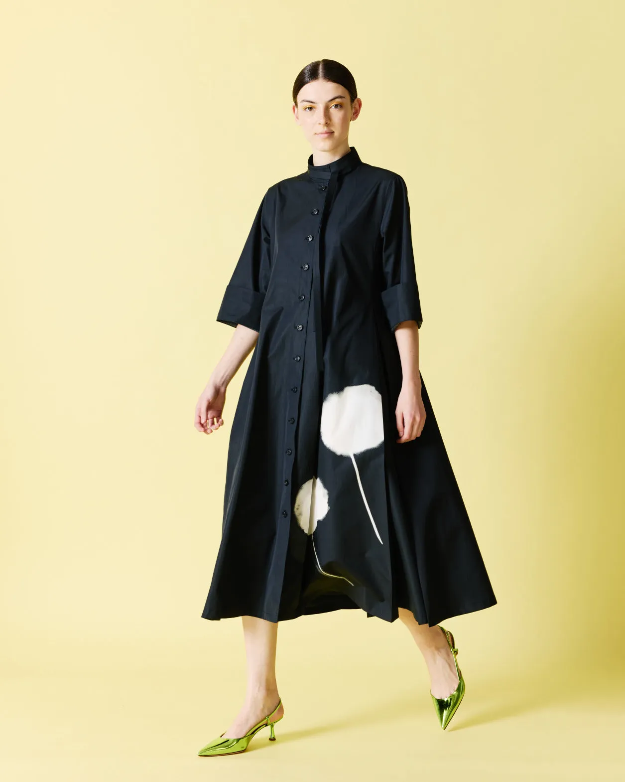 Midi Shirt Dress with Dandelion Print