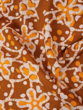 Mustard Yellow White Hand Block Printed Cotton Fabric Per Meter - F0916348