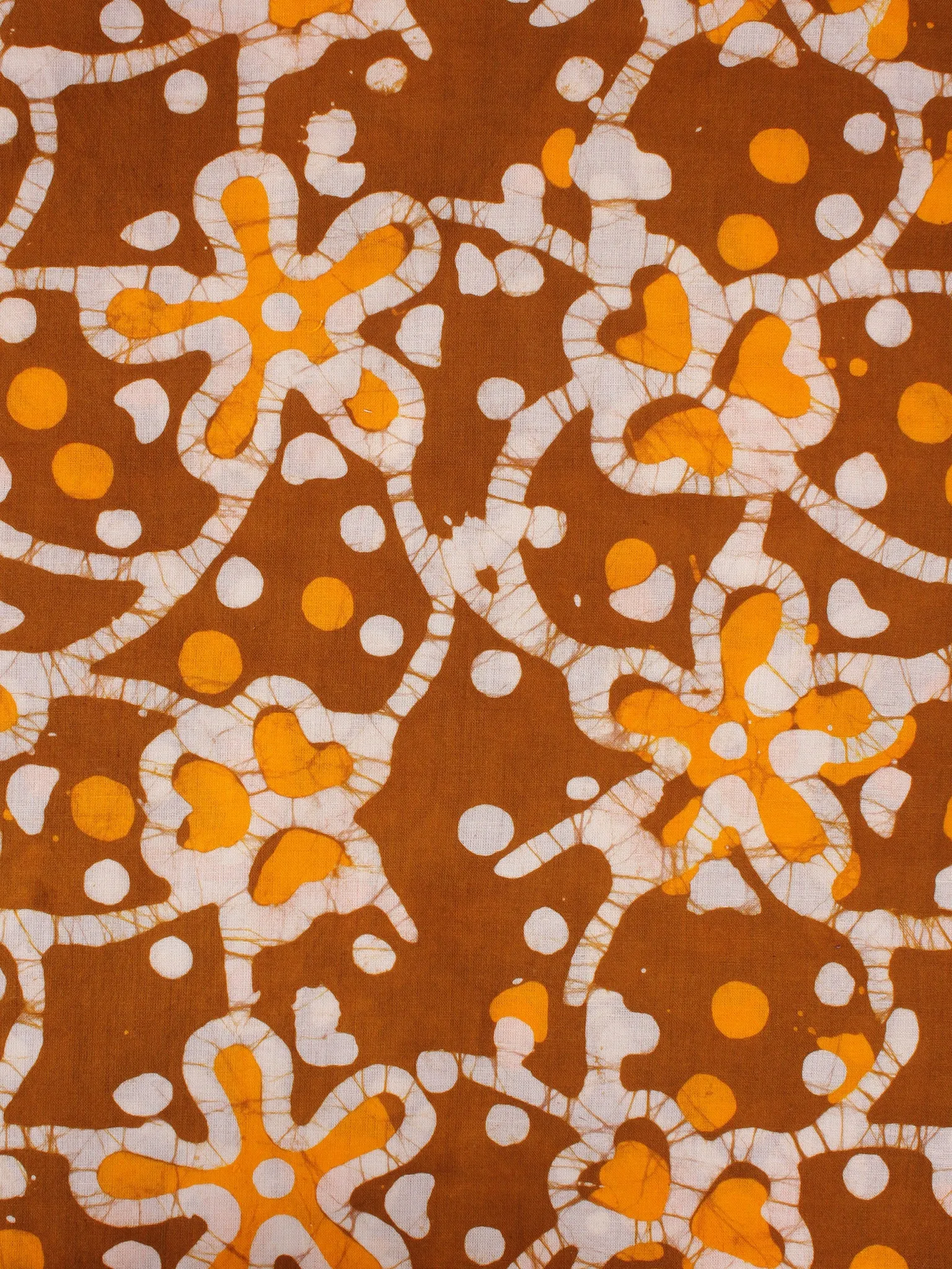 Mustard Yellow White Hand Block Printed Cotton Fabric Per Meter - F0916348