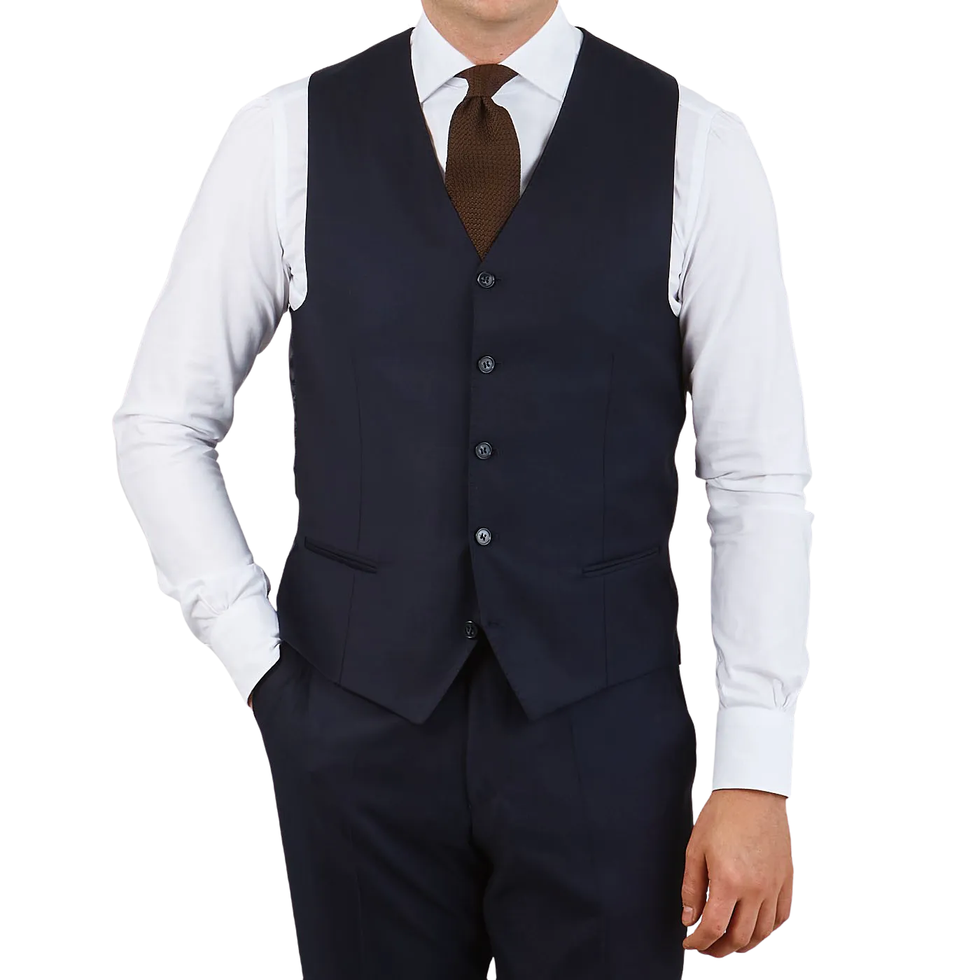 Navy Blue Super 130s Wool Suit Waistcoat