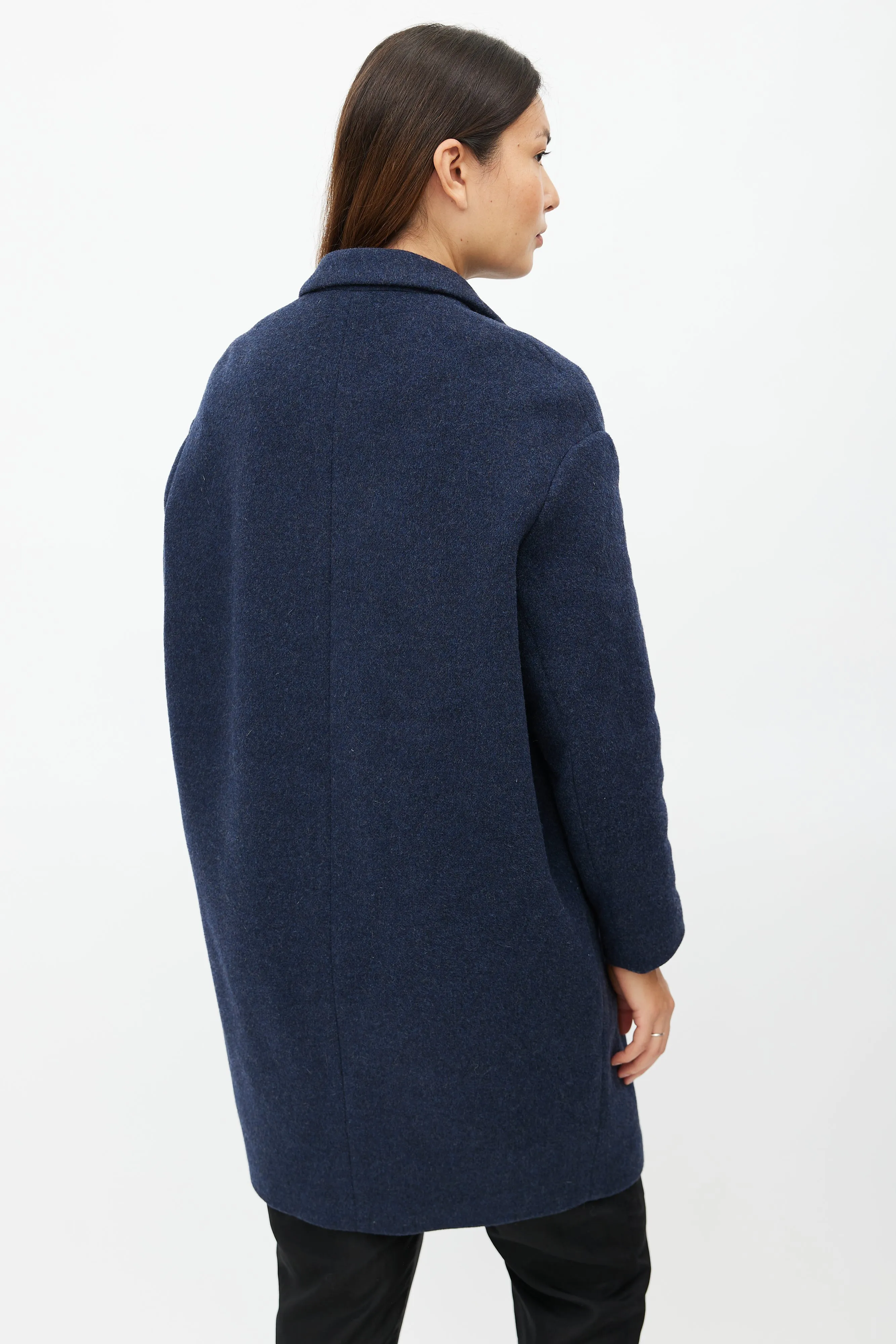 Navy Wool Double Breasted Coat