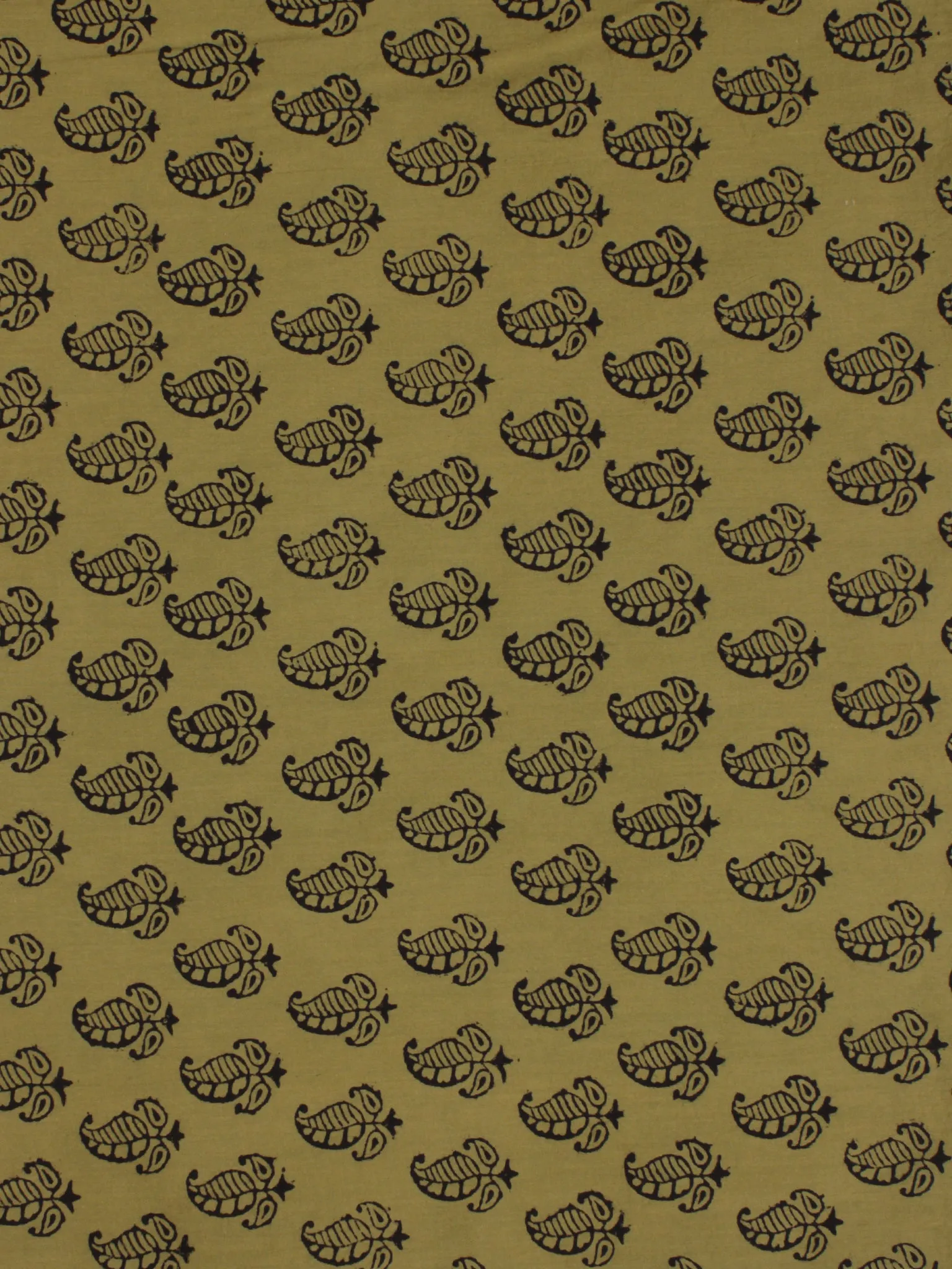 Olive Green Black Bagh Printed Cotton Fabric Per Meter - F005F2067