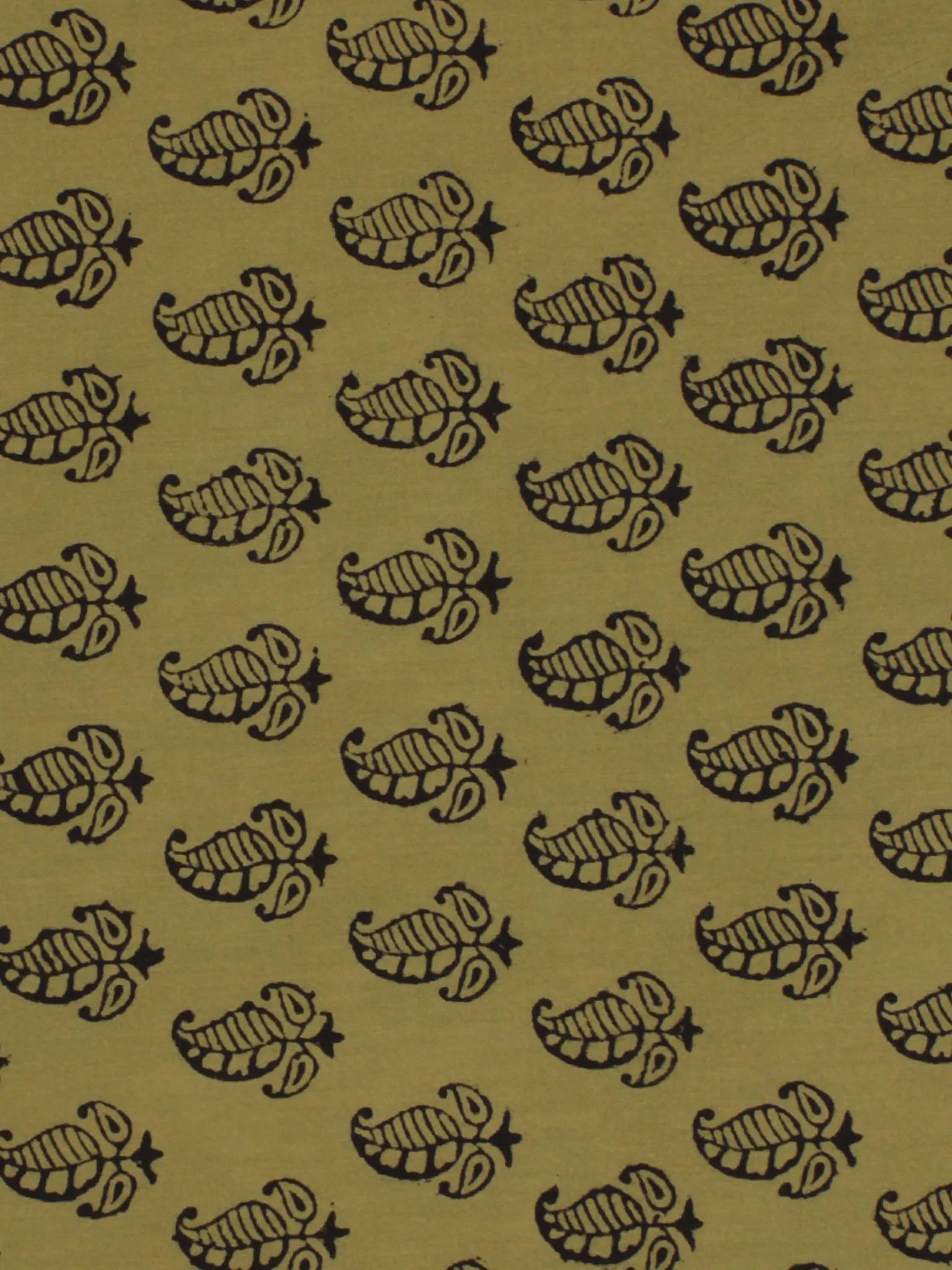 Olive Green Black Bagh Printed Cotton Fabric Per Meter - F005F2067