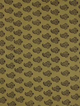 Olive Green Black Bagh Printed Cotton Fabric Per Meter - F005F2067