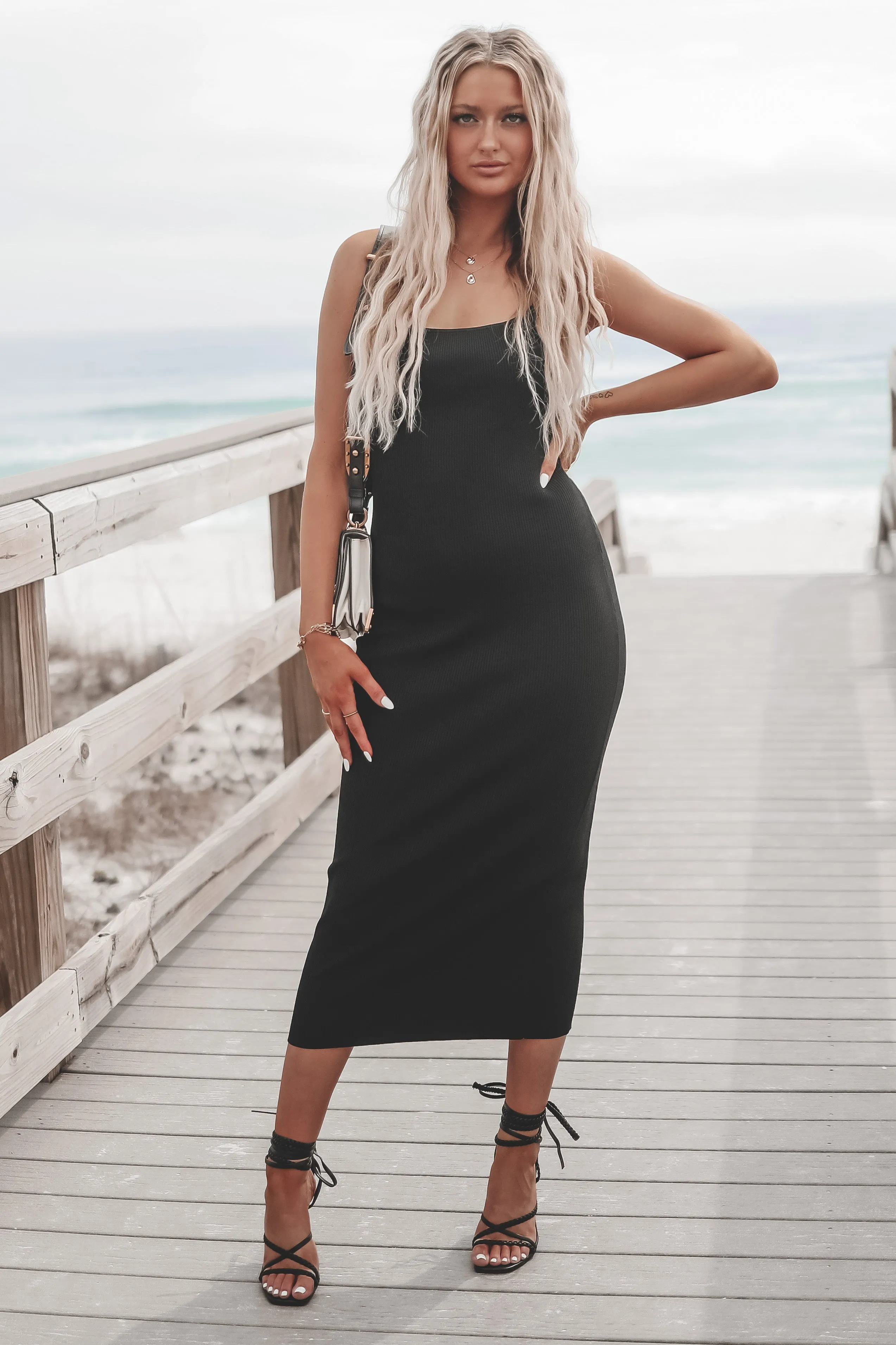 On A Blind Date Black Midi Dress