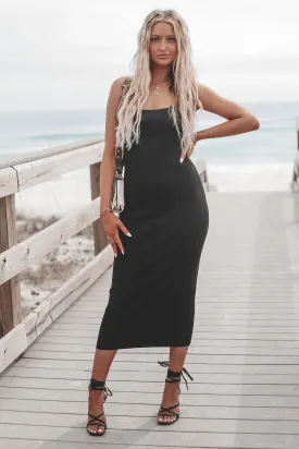 On A Blind Date Black Midi Dress