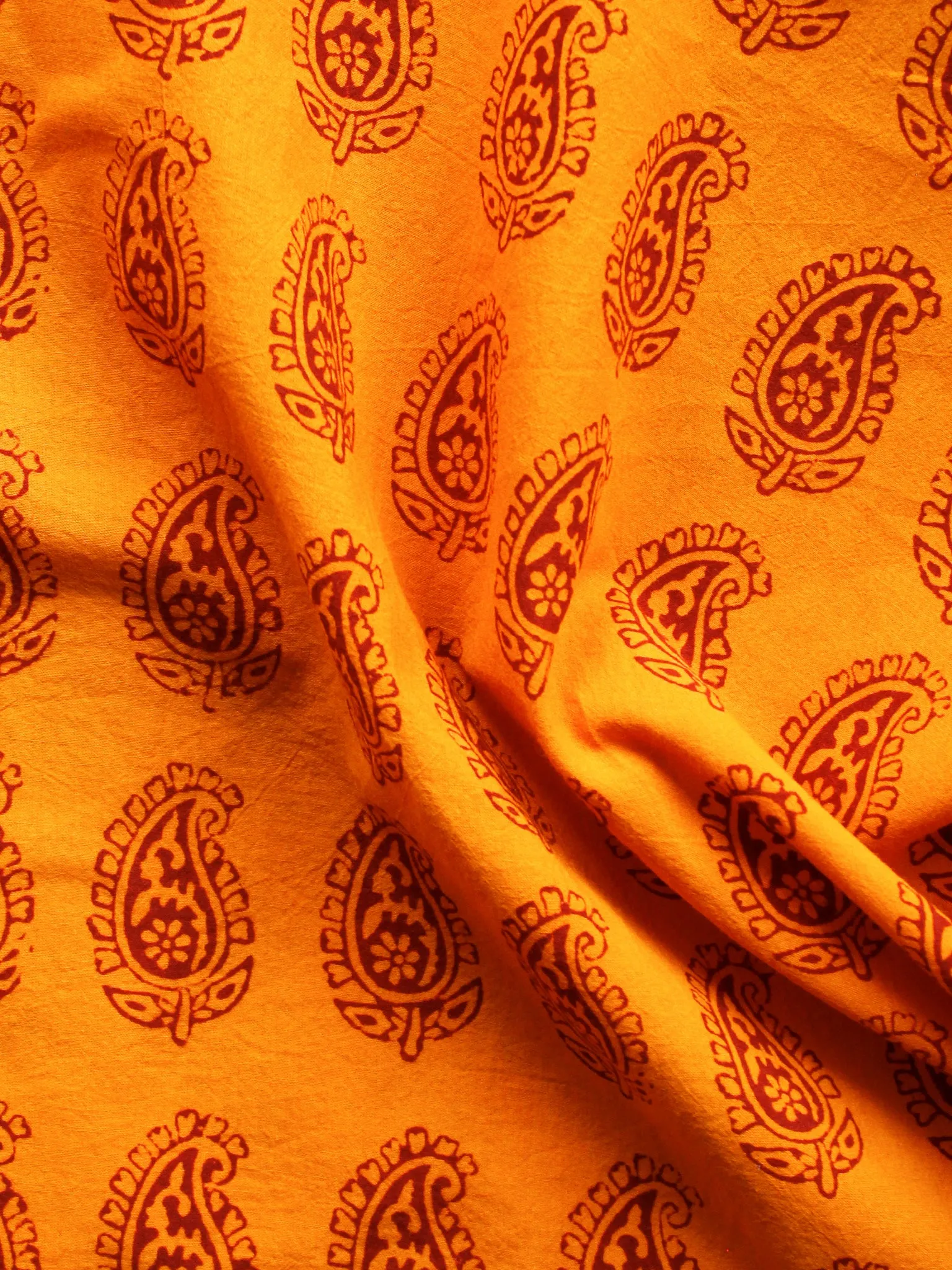 Orange Maroon Bagh Printed Cotton Fabric Per Meter - F005F1722