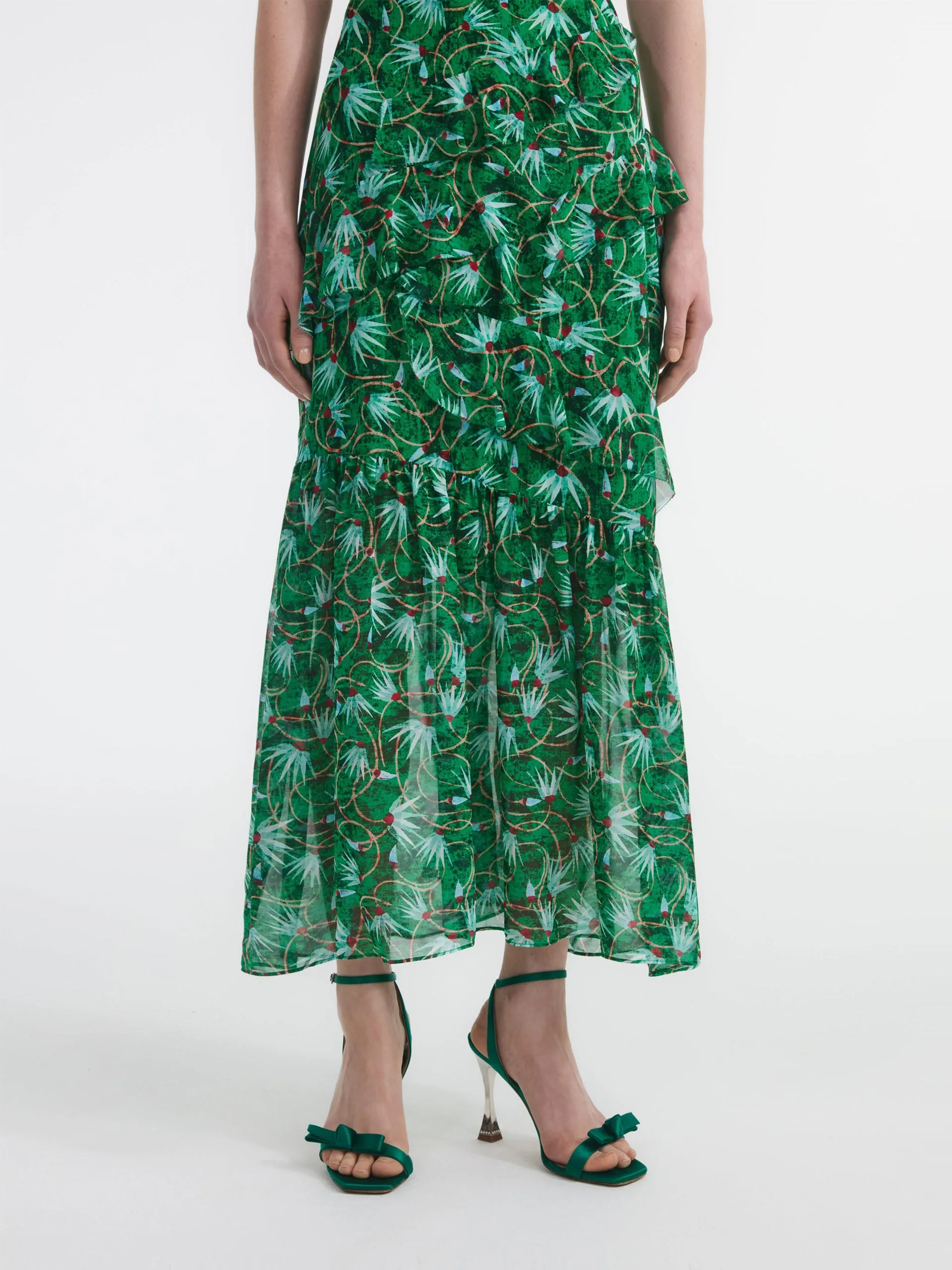 Padma emerald Fleur ruffle dress