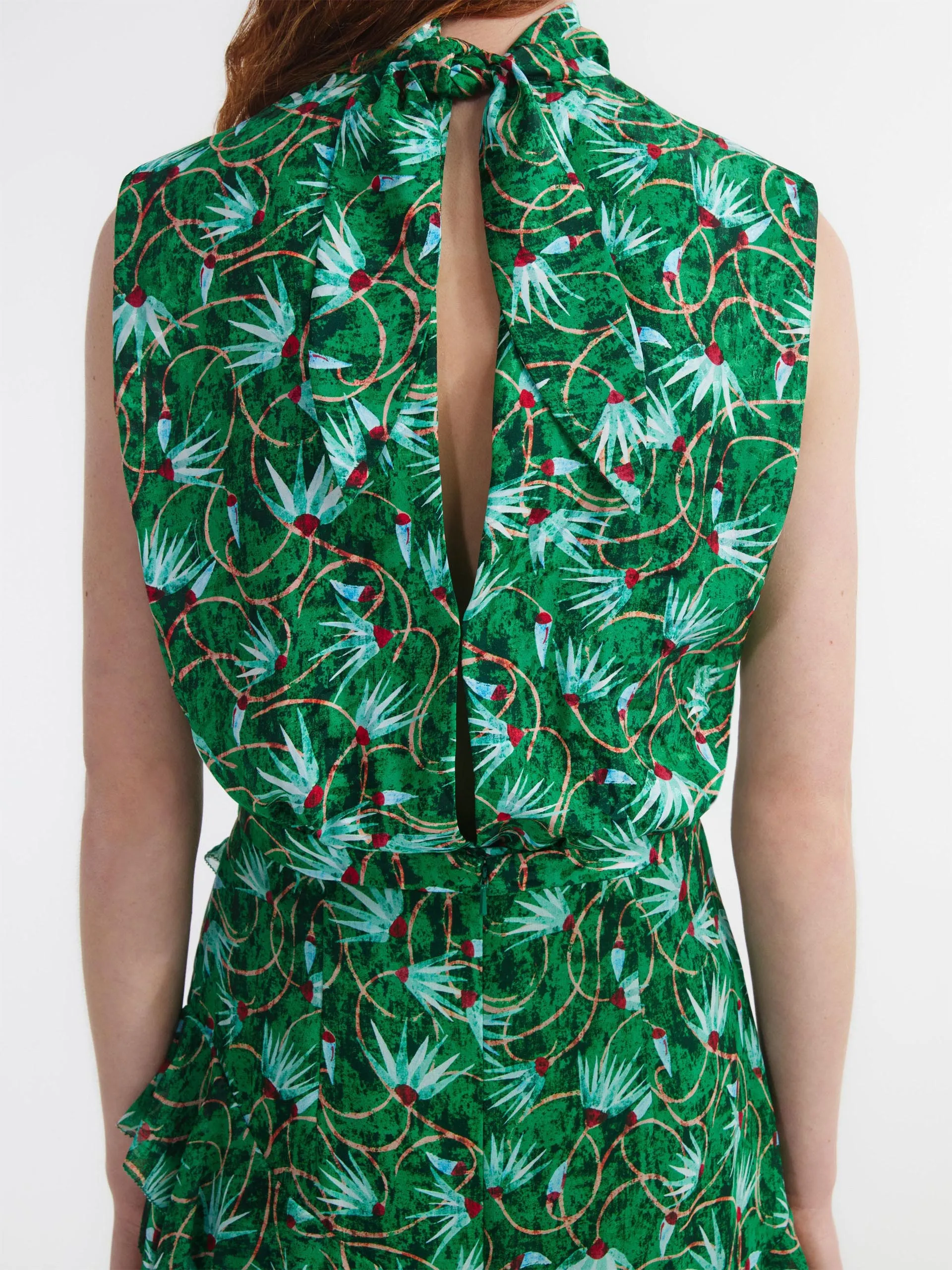 Padma emerald Fleur ruffle dress