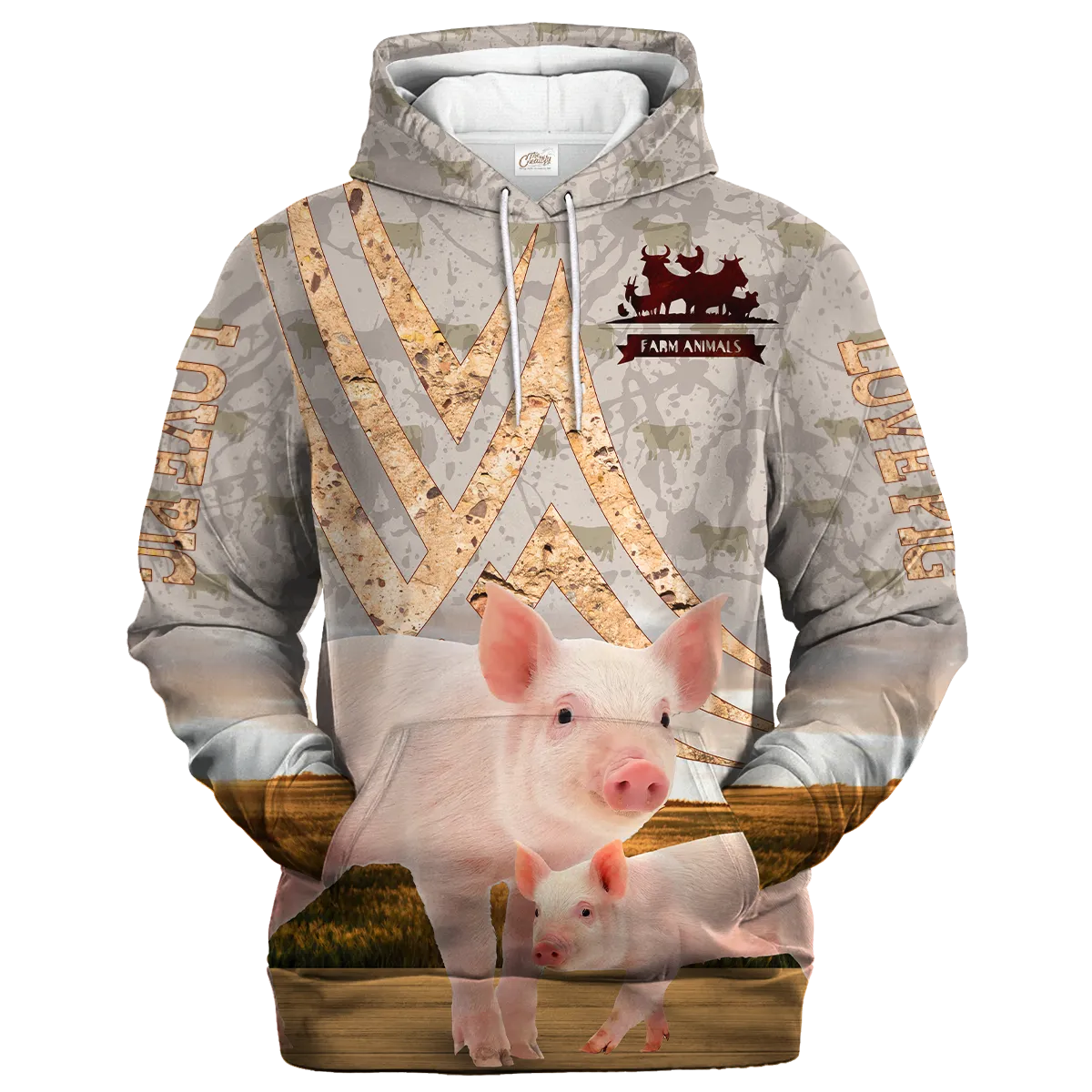 Pig On A Stone Background Hoodie
